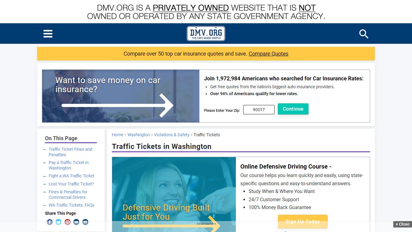 Washington Traffic Tickets & Violations | DMV.ORG