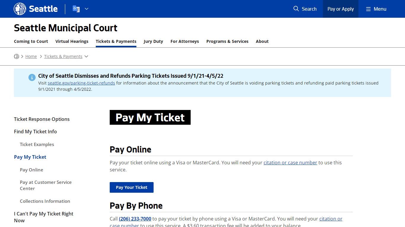 Pay My Ticket - Courts | seattle.gov