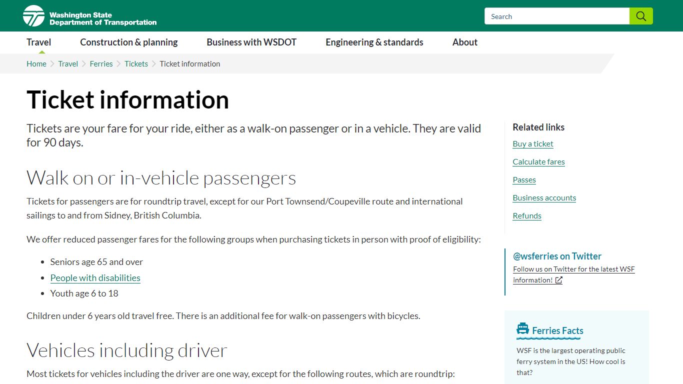 Ticket information | WSDOT - Washington State Department of Transportation